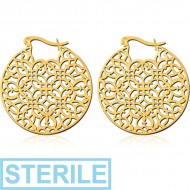 STERILE GOLD PVD COATED SURGICAL STEEL HOOP EARRINGS