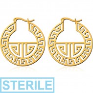 STERILE GOLD PVD COATED SURGICAL STEEL HOOP EARRINGS