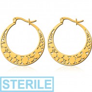 STERILE GOLD PVD COATED SURGICAL STEEL HOOP EARRINGS