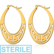 STERILE GOLD PVD COATED SURGICAL STEEL HOOP EARRINGS