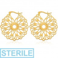 STERILE GOLD PVD COATED SURGICAL STEEL HOOP EARRINGS