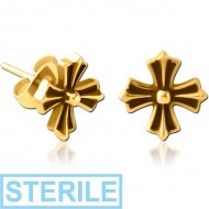 STERILE GOLD PVD COATED SURGICAL STEEL EAR STUDS PAIR