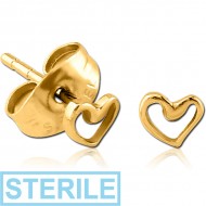 STERILE GOLD PVD COATED SURGICAL STEEL EAR STUDS PAIR