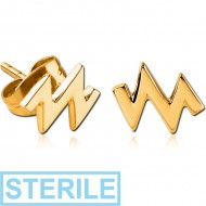 STERILE GOLD PVD COATED SURGICAL STEEL EAR STUDS PAIR