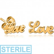 STERILE GOLD PVD COATED SURGICAL STEEL EAR STUDS PAIR