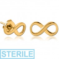 STERILE GOLD PVD COATED SURGICAL STEEL EAR STUDS PAIR - INFINITY