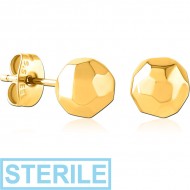 STERILE GOLD PVD COATED SURGICAL STEEL EAR STUDS