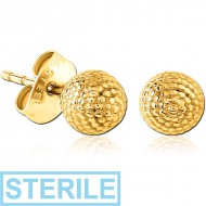 STERILE GOLD PVD COATED SURGICAL STEEL EAR STUDS