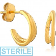 STERILE GOLD PVD COATED SURGICAL STEEL EAR STUDS PAIR