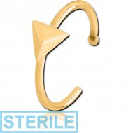 STERILE GOLD PVD COATED SURGICAL STEEL OPEN NOSE RING - TRIANGLE