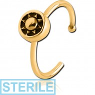 STERILE GOLD PVD COATED SURGICAL STEEL OPEN NOSE RING - SUN
