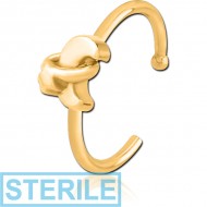 STERILE GOLD PVD COATED SURGICAL STEEL OPEN NOSE RING - ANNULAR ECLIPSE AND STAR