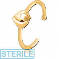 STERILE GOLD PVD COATED SURGICAL STEEL OPEN NOSE RING - EYE STAR