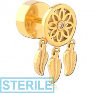 STERILE GOLD PVD COATED SURGICAL STEEL FAKE PLUG