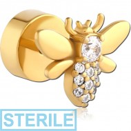 STERILE GOLD PVD COATED SURGICAL STEEL FAKE PLUG