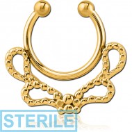STERILE GOLD PVD COATED SURGICAL STEEL FAKE SEPTUM RING - ROPES