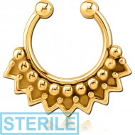 STERILE GOLD PVD COATED SURGICAL STEEL FAKE SEPTUM RING - DOTS AND CIRCLES