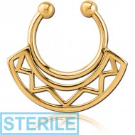 STERILE GOLD PVD COATED SURGICAL STEEL FAKE SEPTUM RING - ZIGZAG