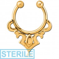 STERILE GOLD PVD COATED SURGICAL STEEL FAKE SEPTUM RING - FILIGREE