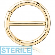 STERILE GOLD PVD COATED SURGICAL STEEL DOUBLE HINGED NIPPLE CLICKER RING