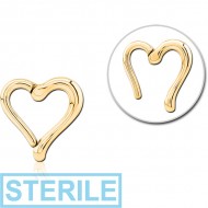 STERILE GOLD PVD COATED SURGICAL STEEL HINGED CLICKER - HEART
