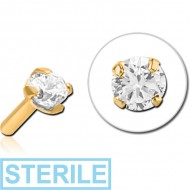 STERILE GOLD PVD COATED SURGICAL STEEL JEWELLED PUSH FIT ATTACHMENT FOR BIOFLEX INTERNAL LABRET
