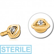 STERILE GOLD PVD COATED SURGICAL STEEL JEWELLED PUSH FIT ATTACHMENT FOR BIOFLEX INTERNAL LABRET - HALF OPEN EYE