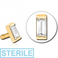 STERILE GOLD PVD COATED SURGICAL STEEL JEWELLED PUSH FIT ATTACHMENT FOR BIOFLEX INTERNAL LABRET - SQUARE