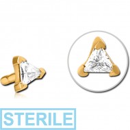 STERILE GOLD PVD COATED SURGICAL STEEL JEWELLED PUSH FIT ATTACHMENT FOR BIOFLEX INTERNAL LABRET - TRIANGLE