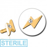STERILE GOLD PVD COATED SURGICAL STEEL JEWELLED PUSH FIT ATTACHMENT FOR BIOFLEX INTERNAL LABRET - THUNDER