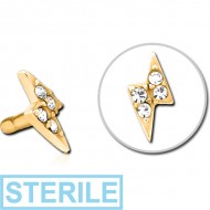 STERILE GOLD PVD COATED SURGICAL STEEL JEWELLED PUSH FIT ATTACHMENT FOR BIOFLEX INTERNAL LABRET - THUNDER