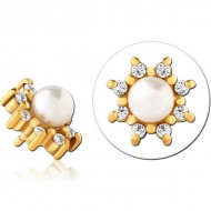 STERILE GOLD PVD COATED SURGICAL STEEL JEWELLED PUSH FIT ATTACHMENT FOR BIOFLEX INTERNAL LABRET