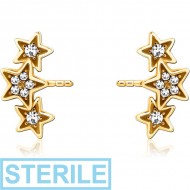 STERILE GOLD PVD COATED SURGICAL STEEL PUSH FIT JEWELLED ATTACHMENT FOR BIOFLEX INTERNAL NIPPLE SHIELD