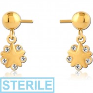 STERILE GOLD PVD COATED SURGICAL STEEL PUSH FIT JEWELLED ATTACHMENT FOR BIOFLEX INTERNAL NIPPLE SHIELD