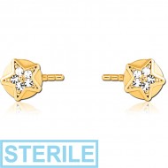STERILE GOLD PVD COATED SURGICAL STEEL PUSH FIT JEWELLED ATTACHMENT FOR BIOFLEX INTERNAL NIPPLE SHIELD