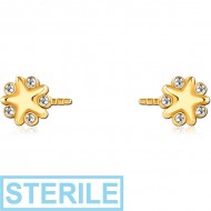 STERILE GOLD PVD COATED SURGICAL STEEL PUSH FIT JEWELLED ATTACHMENT FOR BIOFLEX INTERNAL NIPPLE SHIELD