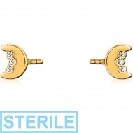 STERILE GOLD PVD COATED SURGICAL STEEL PUSH FIT JEWELLED ATTACHMENT FOR BIOFLEX INTERNAL NIPPLE SHIELD