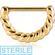 STERILE GOLD PVD COATED SURGICAL STEEL NIPPLE CLICKER - ROPE