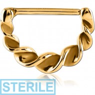 STERILE GOLD PVD COATED SURGICAL STEEL NIPPLE CLICKER - TWIST