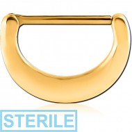 STERILE GOLD PVD COATED SURGICAL STEEL NIPPLE CLICKER - PLAIN PIERCING