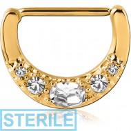 STERILE GOLD PVD COATED SURGICAL STEEL JEWELLED NIPPLE CLICKER