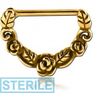 STERILE GOLD PVD COATED SURGICAL STEEL NIPPLE CLICKER - ROSES