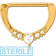 STERILE GOLD PVD COATED SURGICAL STEEL JEWELLED NIPPLE CLICKER