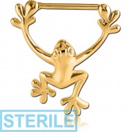 STERILE GOLD PVD COATED SURGICAL STEEL NIPPLE CLICKER - FROG