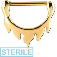 STERILE GOLD PVD COATED SURGICAL STEEL NIPPLE CLICKER - FLAMES