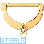 STERILE GOLD PVD COATED SURGICAL STEEL JEWELLED NIPPLE CLICKER