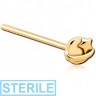 STERILE GOLD PVD COATED SURGICAL STEEL STRAIGHT NOSE STUD