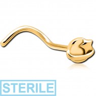 STERILE GOLD PVD COATED SURGICAL STEEL CURVED NOSE STUD