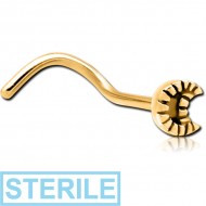 STERILE GOLD PVD COATED SURGICAL STEEL CURVED NOSE STUD - CRESEENT