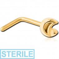 STERILE GOLD PVD COATED SURGICAL STEEL 90 DEGREE NOSE STUD
